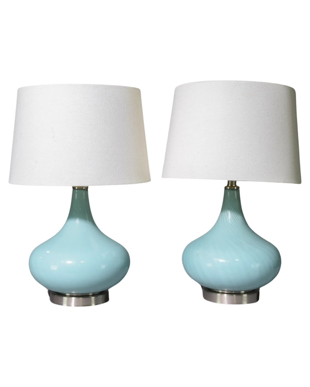 Pair of Glass Tiffany Blue Table Lamps The French Cottage