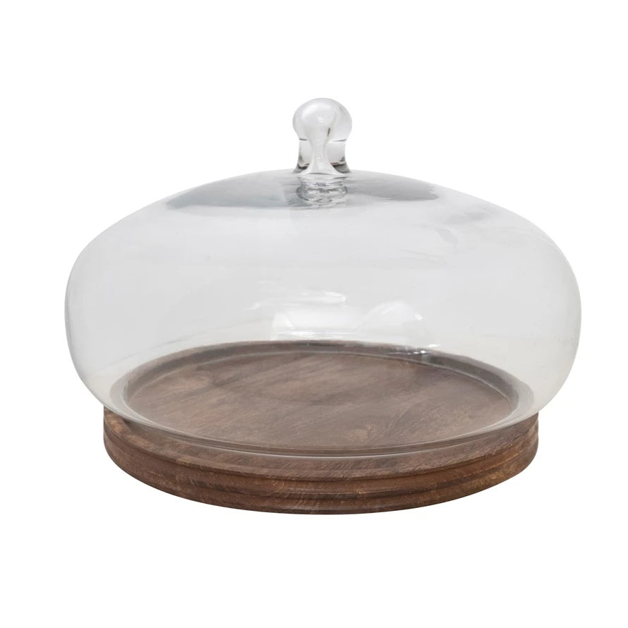 Glass Orb Shaped Cloche with Mango Wood Base – The French Cottage