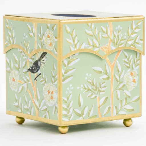 Beautiful Celadon Chinoiserie Tissue Box