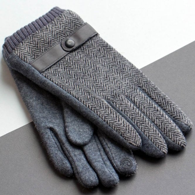 Men's Merino Wool Gloves with Strap Detail