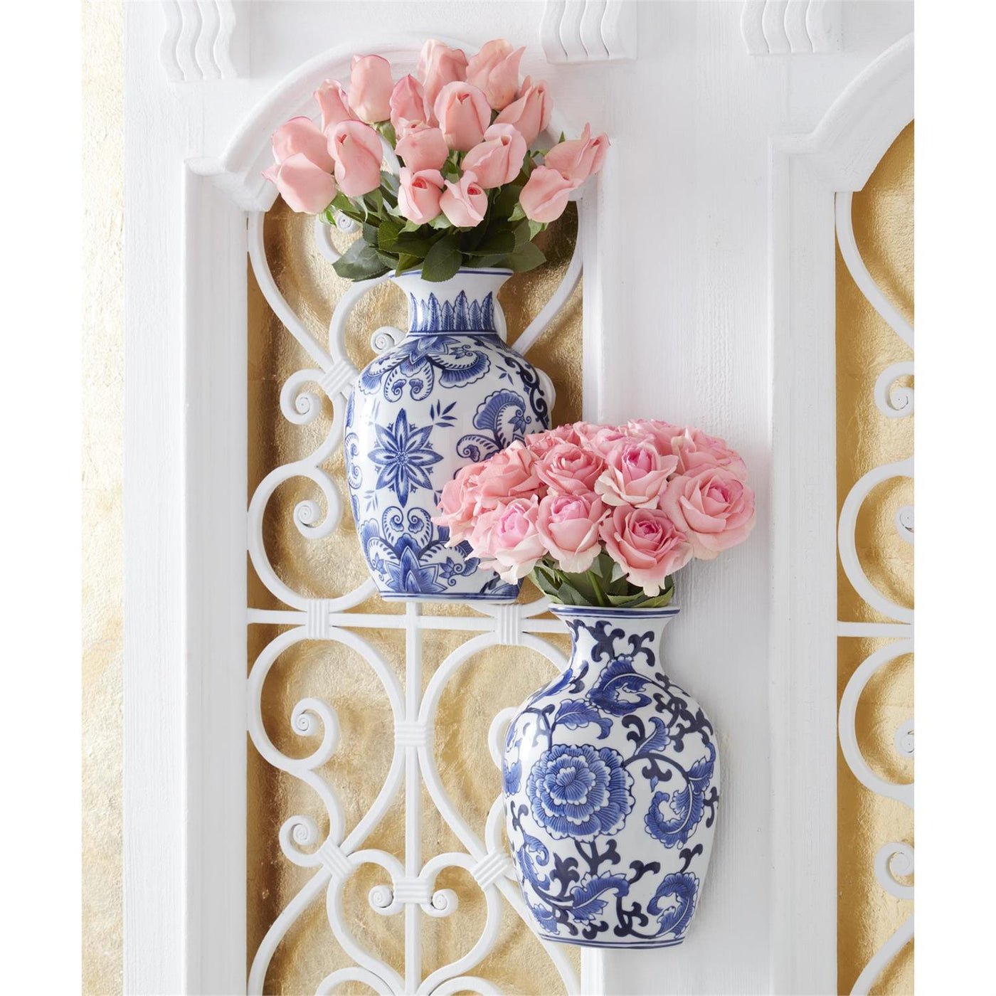 Blue and White Chinoiserie Wall Vase