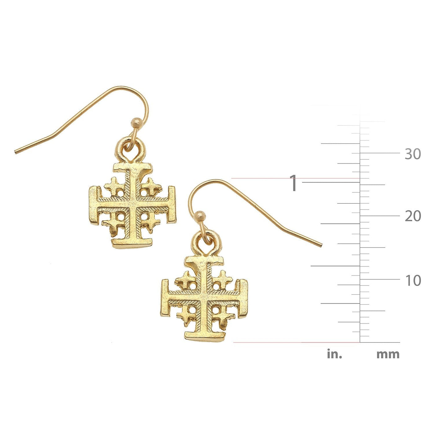 Jerusalem Cross Drop Earrings