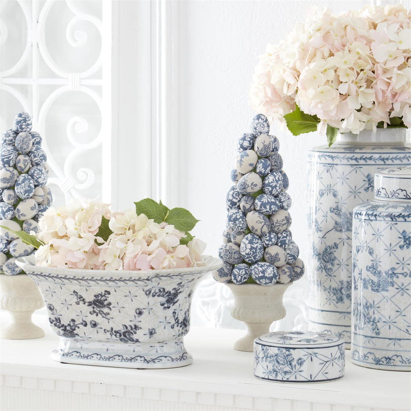 Blue and White Oval Fluted Bowl