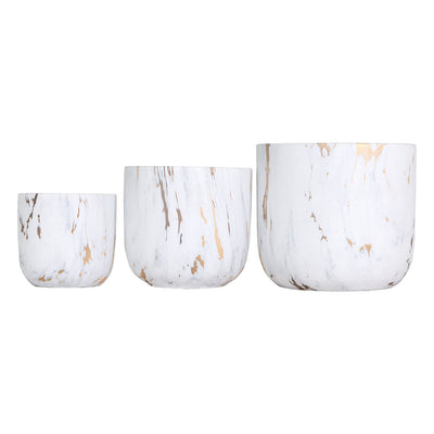 White and Gold Marble Look Ceramic Planter