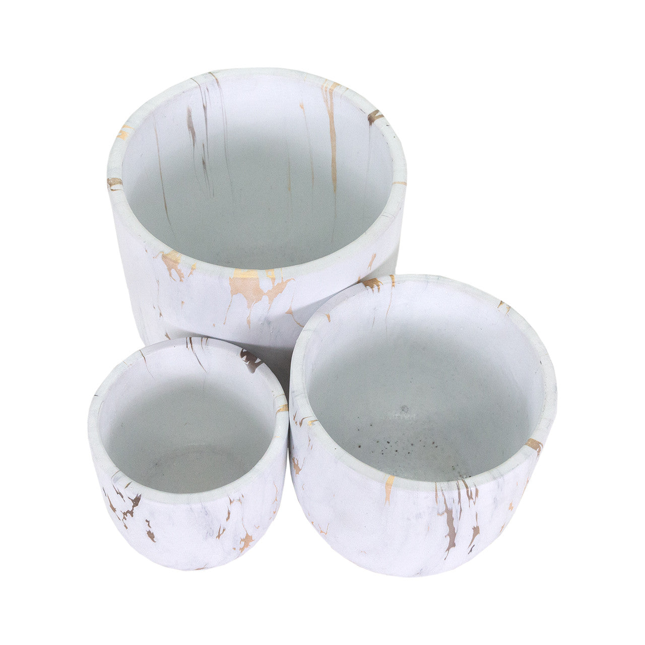 White and Gold Marble Look Ceramic Planter