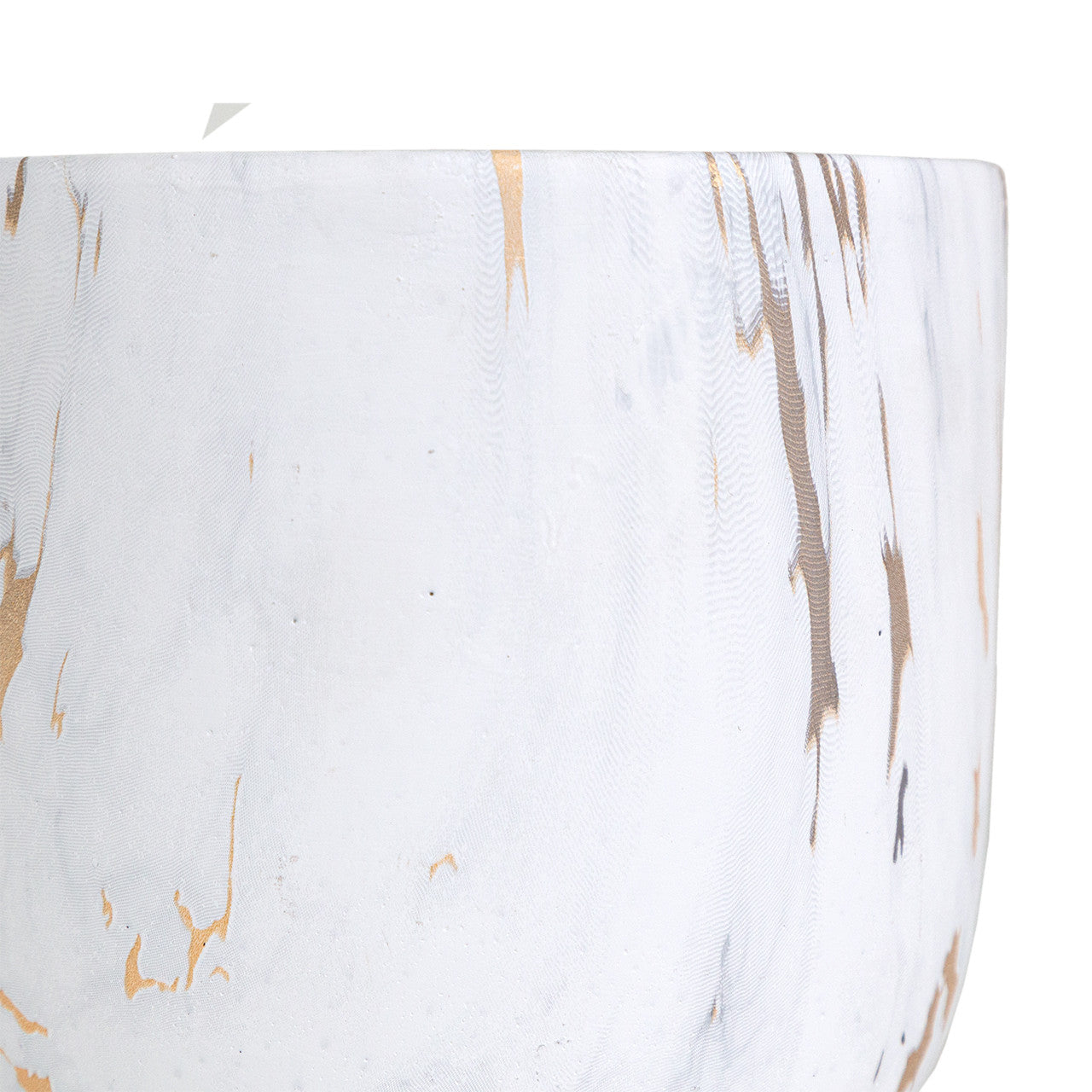 White and Gold Marble Look Ceramic Planter