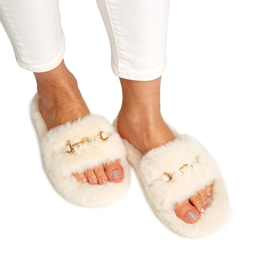 Faux Fur Slipper Slide