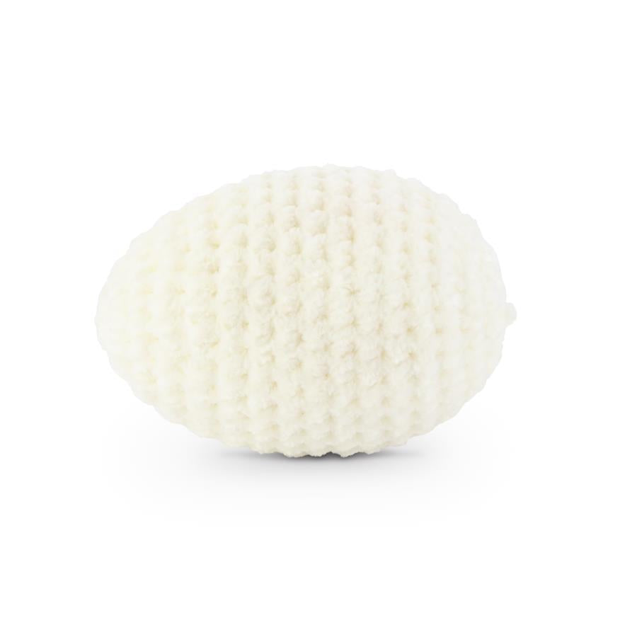 White Crochet Egg, 4.25"