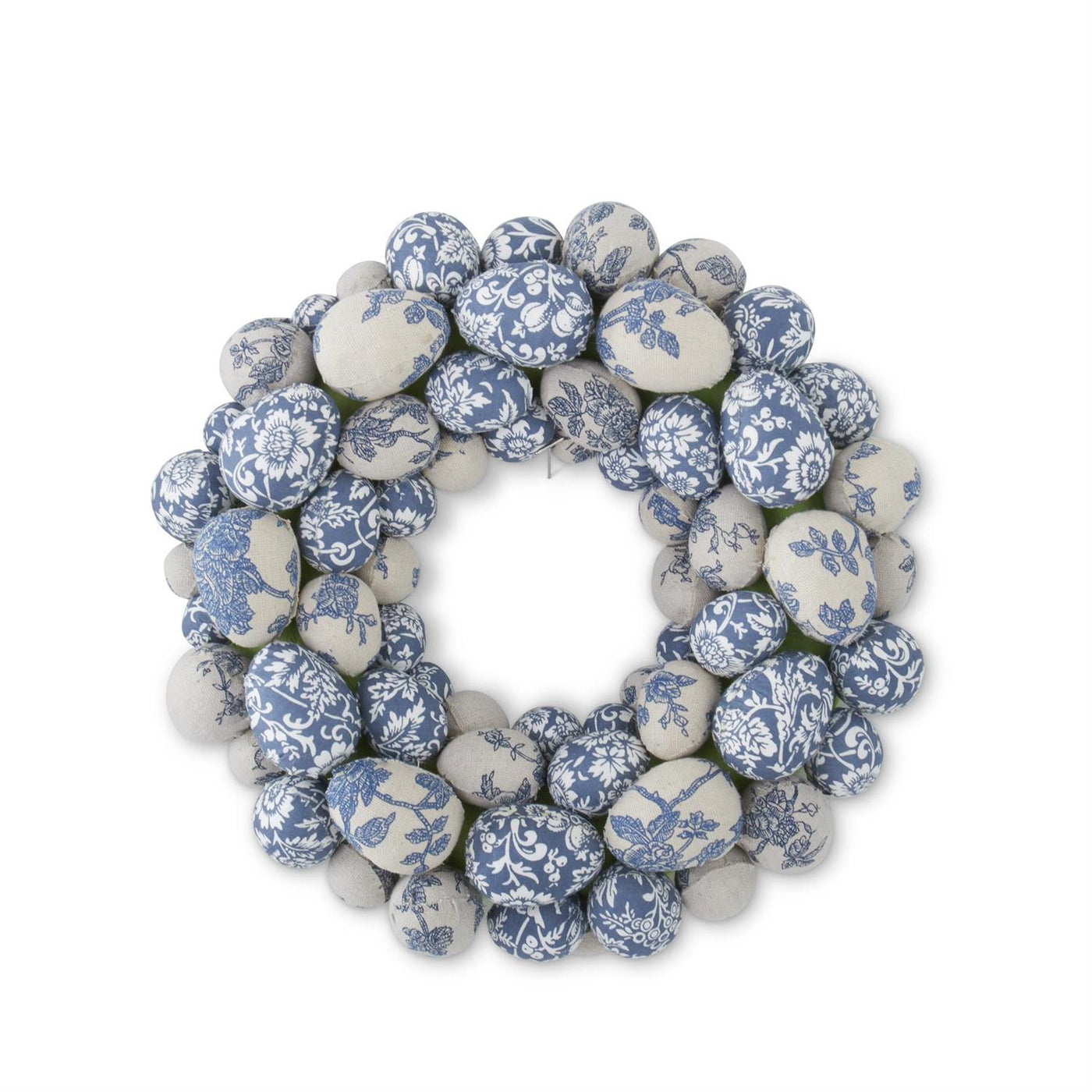 Blue and White Floral Egg Wreath