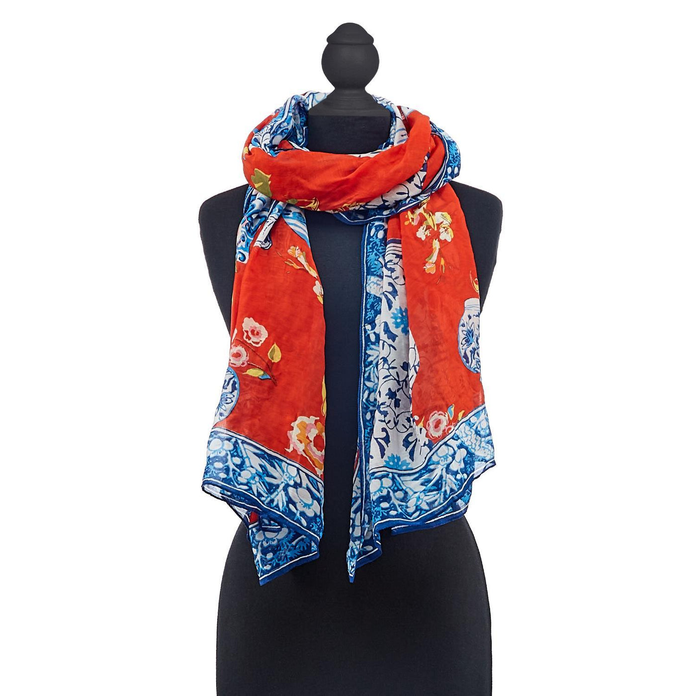 Red & Blue Chinoiserie Scarf