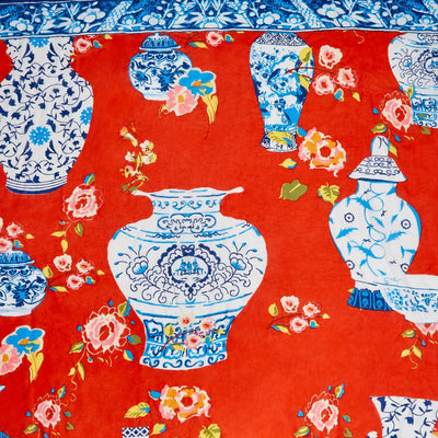 Red & Blue Chinoiserie Scarf