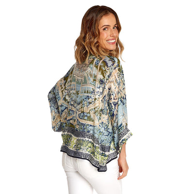 Tapestry Sea Print Short Kimono