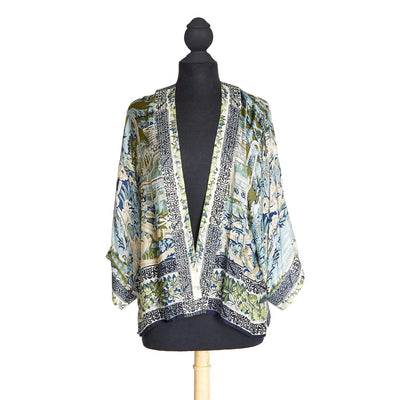 Tapestry Sea Print Short Kimono