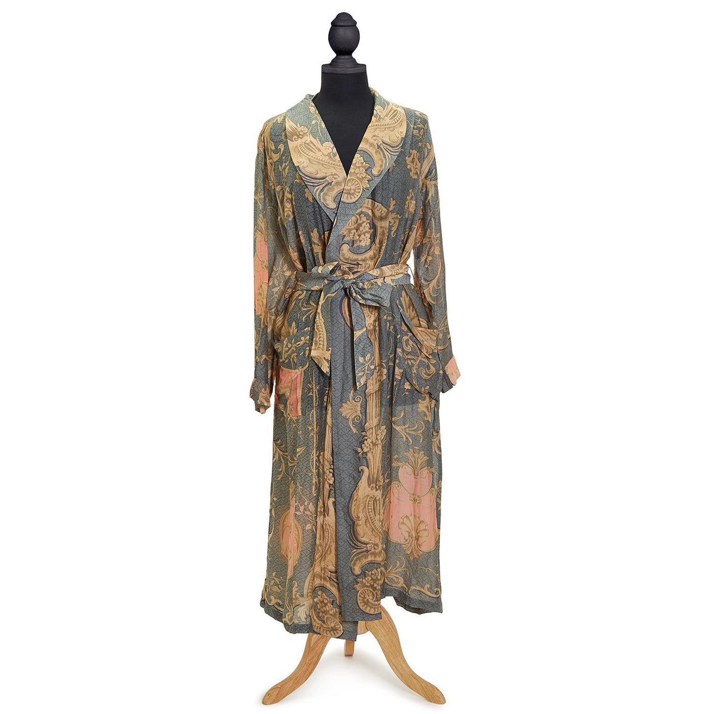 Rococo Grey Long Kimono Robe - Viscose/Modal