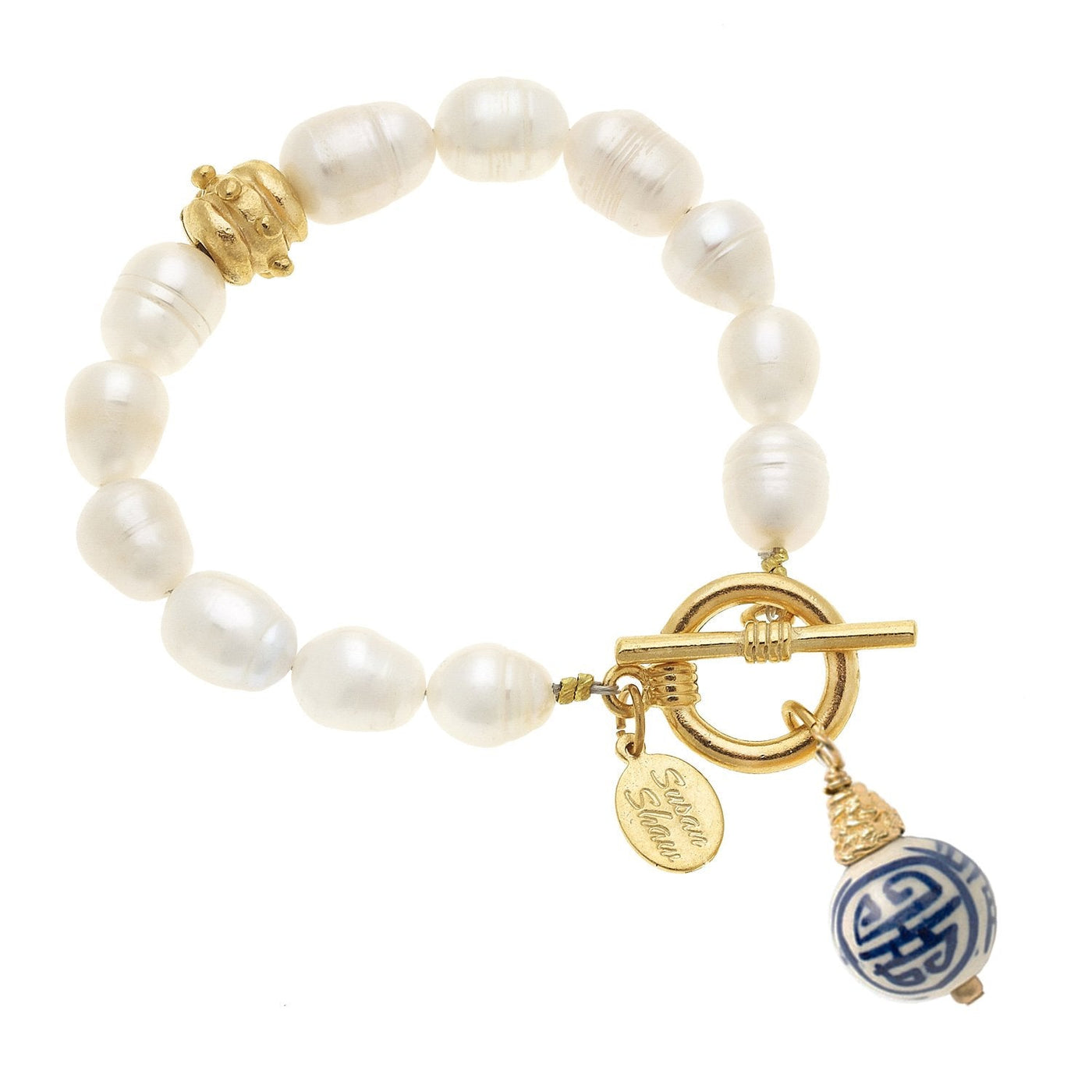 Blue & White Pearl Bracelet