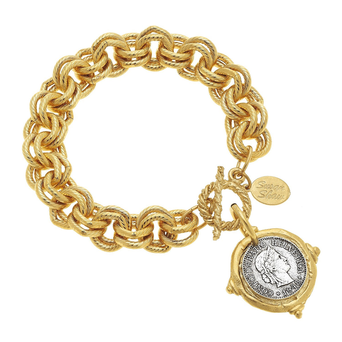 Mixed Metal Coin Bracelet