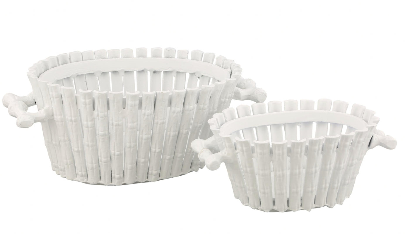 Incredible New Tole Bamboo Planter with Liner (White)