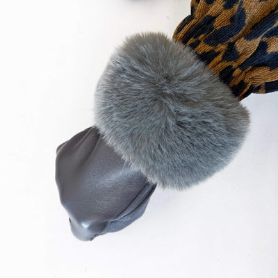 Soft Vegan Leather Gloves with Faux Fur Cuff