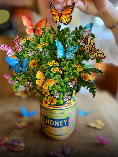 Butterflies and Buttercups Paper Bouquet with Card