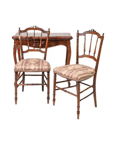 Hand Carved Louis XV Game Table and Two Chairs