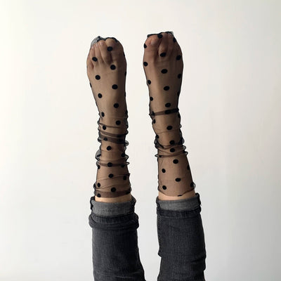 Estelle - Tulle and Velvet Polka Dot Socks