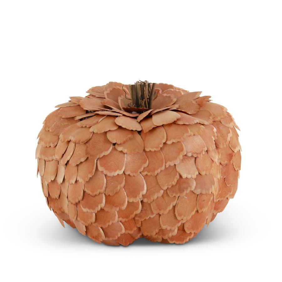 Orange Scalloped Wood Chip Pumpkin