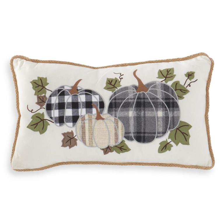 Cream Pillow with Pumpkins and Jute