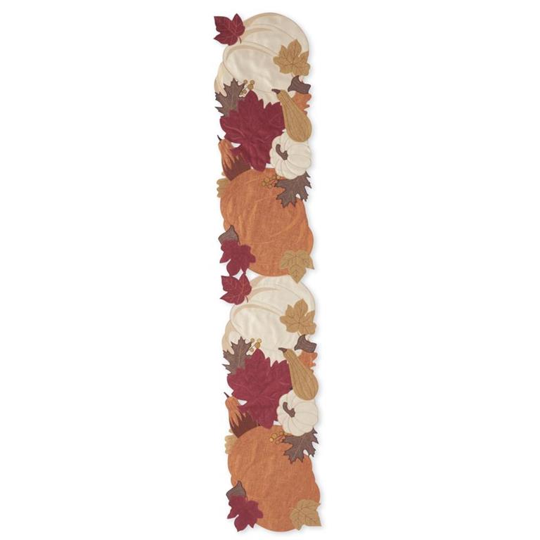 70" Brown Pumpkin & Fall Leaves Runner