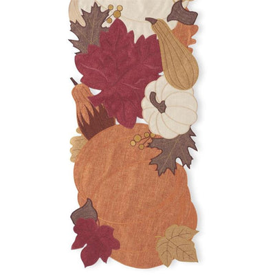 70" Brown Pumpkin & Fall Leaves Runner