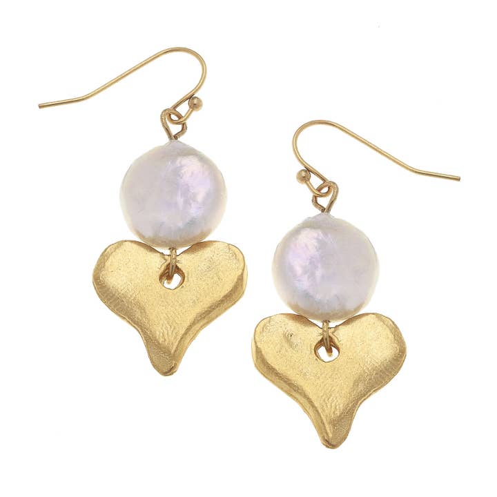 Pearl Cluster Heart Earrings