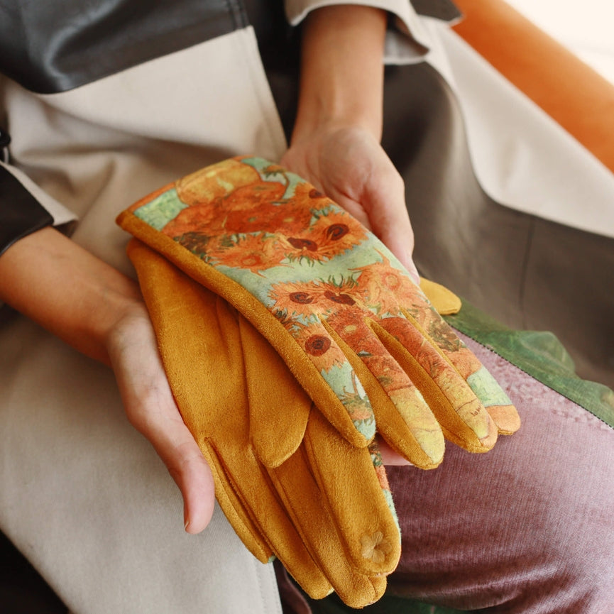 Vincent Sunflower Suede Fabric Touch Screen Gloves