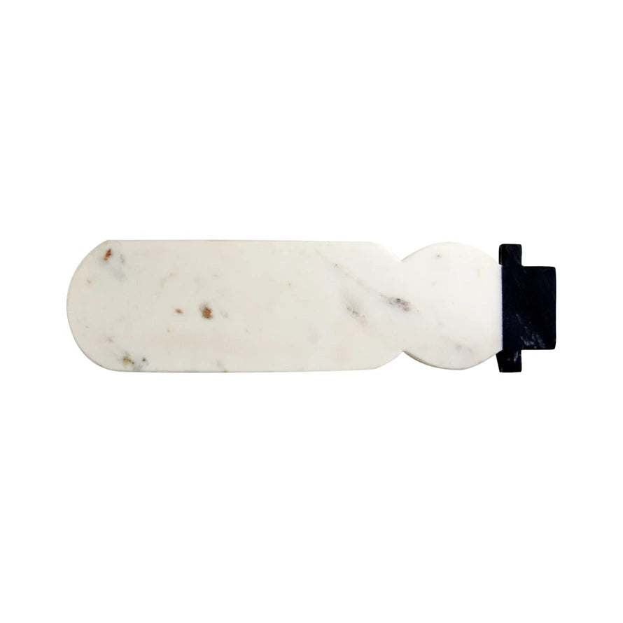 Marble Snowman Shaped Cheese/Cutting Board, White & Black