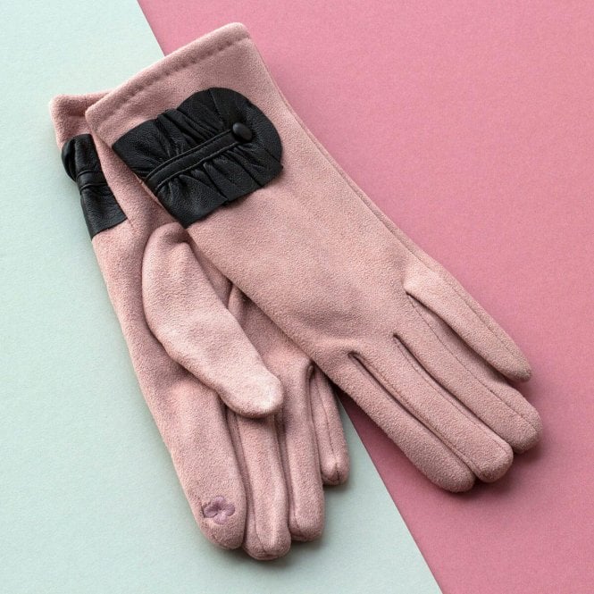 Leather Ruffle Detail Gloves