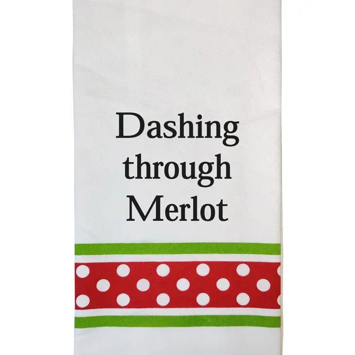 Dashing Through Merlot Tea Towel