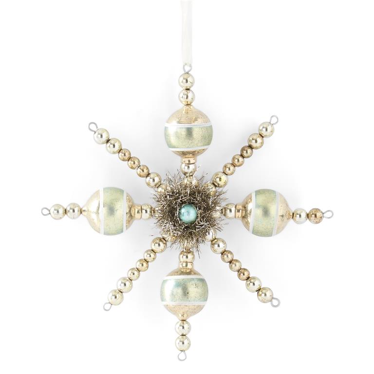 Vintage Champagne Snowflake Ornament