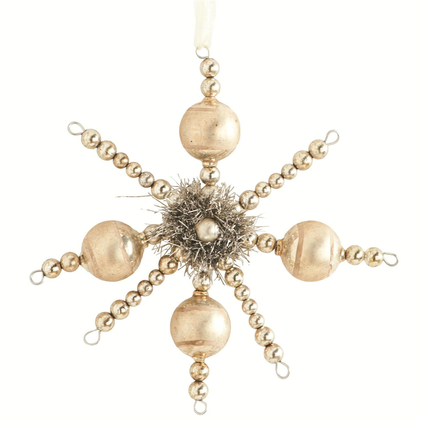 Vintage Champagne Snowflake Ornament