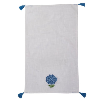 Hydrangea Set of 2 Dish Towels with Decorative Tassels - Cotton