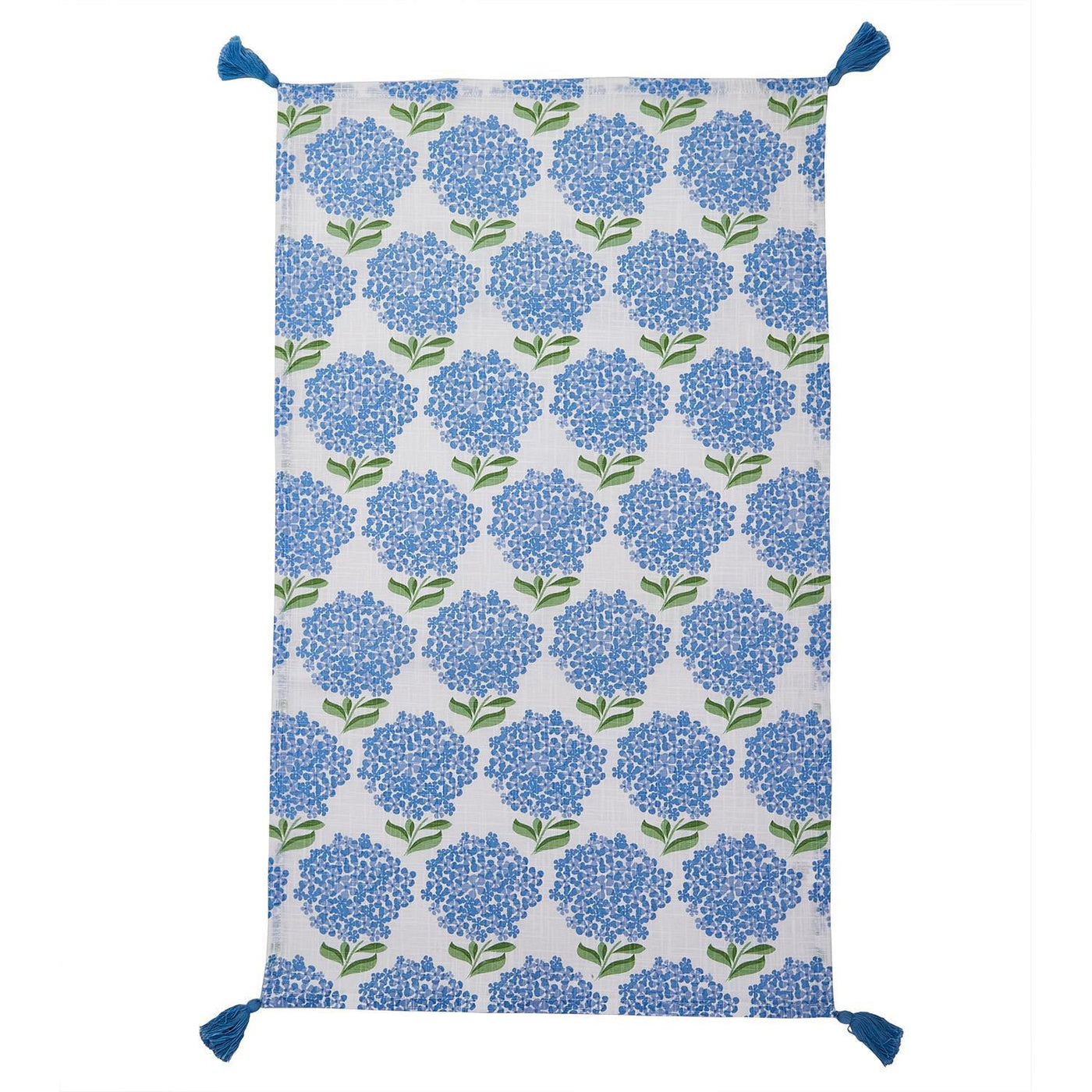 Hydrangea Set of 2 Dish Towels with Decorative Tassels - Cotton