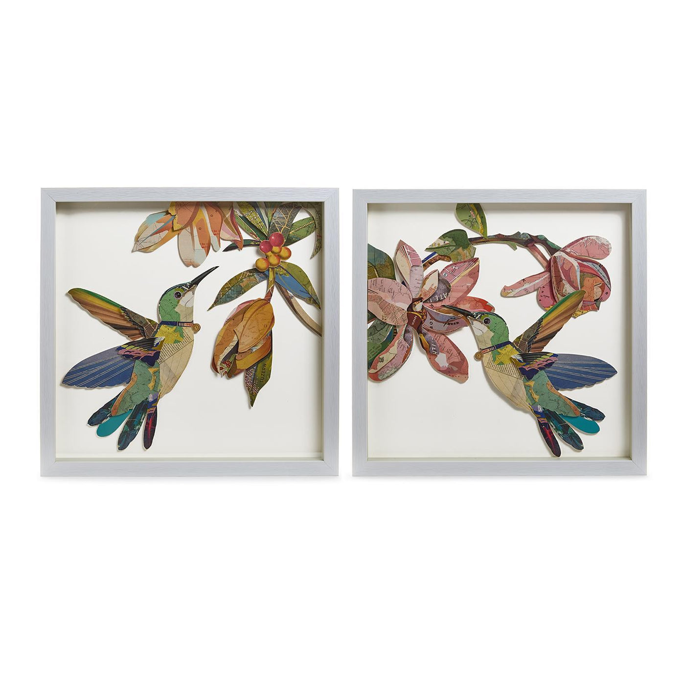 Humming Birds Paper Collage Wall Art