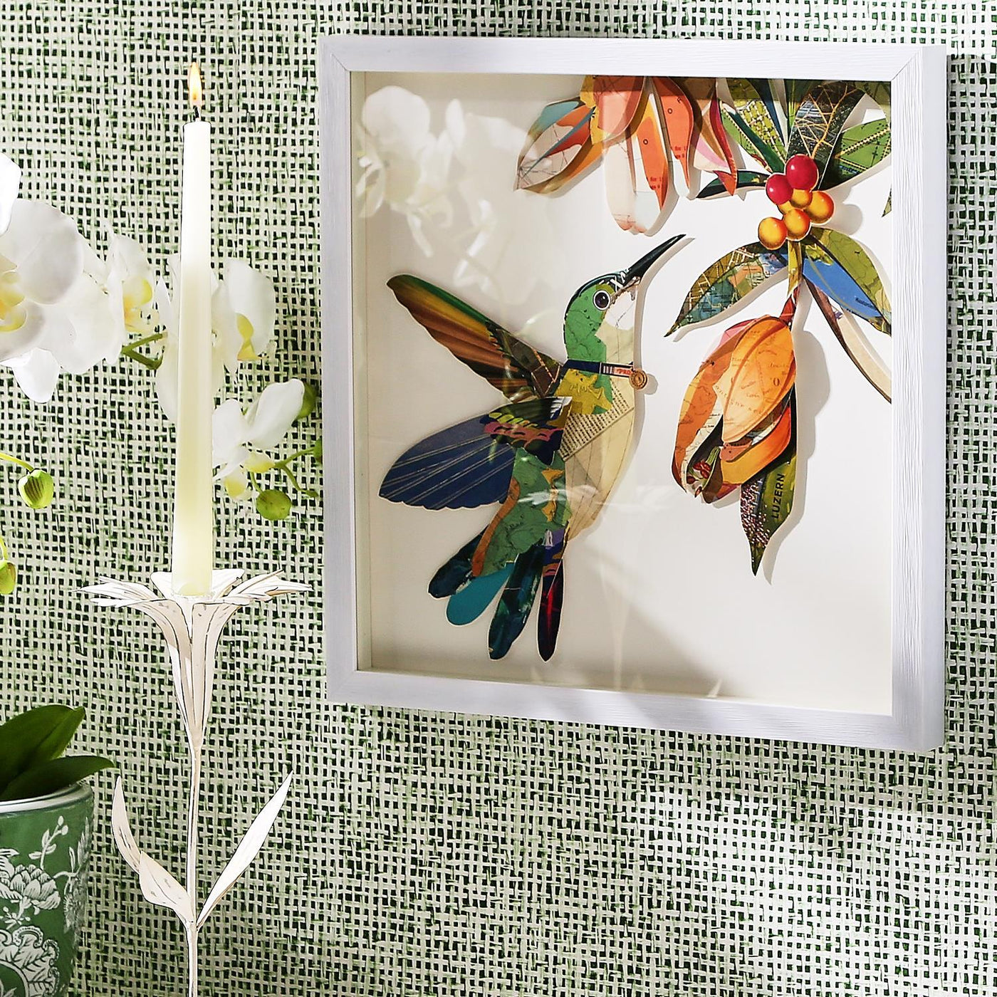 Humming Birds Paper Collage Wall Art