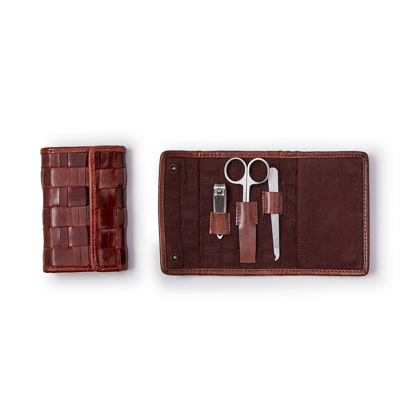 Woven Leather Well-Groomed 3 Pc Manicure Kit