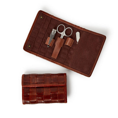 Woven Leather Well-Groomed 3 Pc Manicure Kit