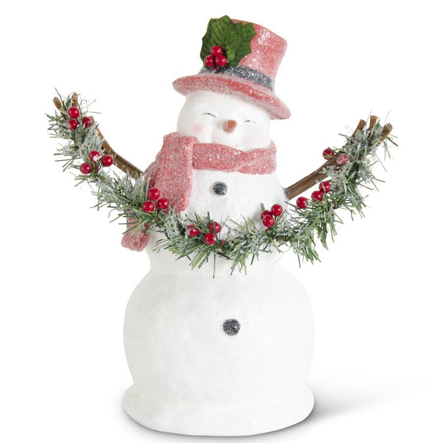 Sugar Snowman Holding Garland