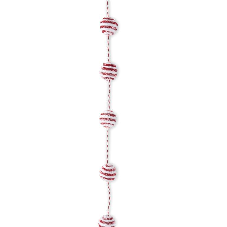 60" Sugared Candy-Striped Ball Garland