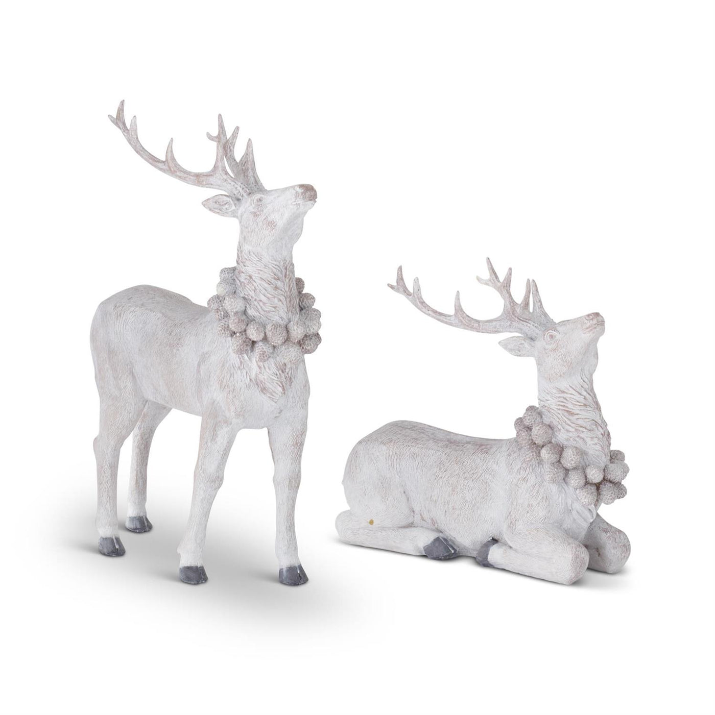 White Glitter Deer with Pinecone Wreath