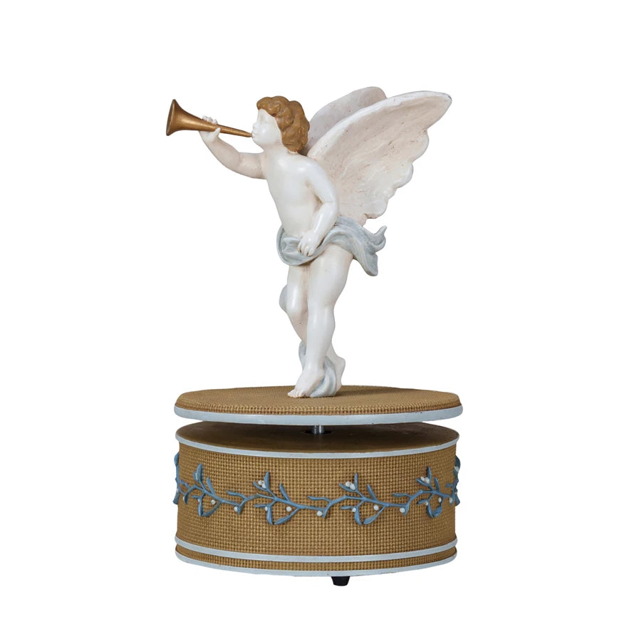 Wind-Up Cherub Music Box, Plays "Hark! The Herald Angels Sing"