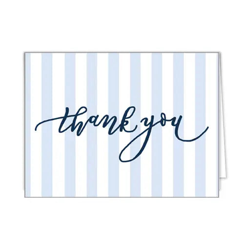 Blue Cabana Stripes "Thank You" Folded Notecards