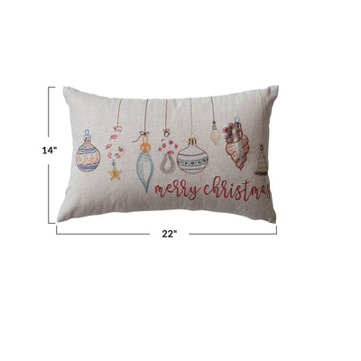 Cotton & Linen Lumbar Pillow with Ornaments