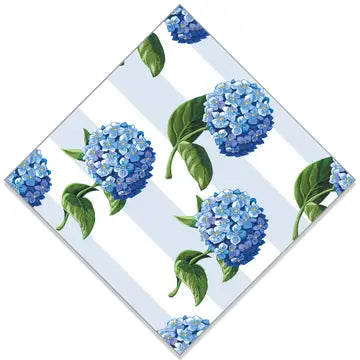 Hydrangeas Stripe Print Paper Cocktail Napkins