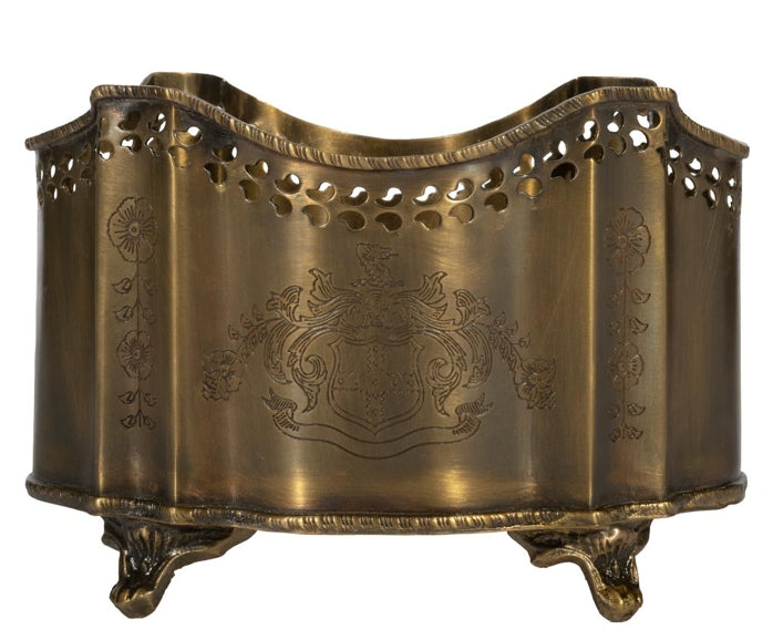 Fabulous Antique Brass Pierced/Etched Planter